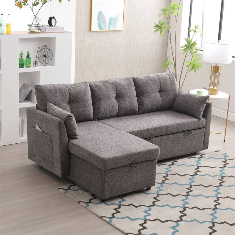 L Shaped Modular Sectional Sofa w/ Reversible Chaise and Storage Seat