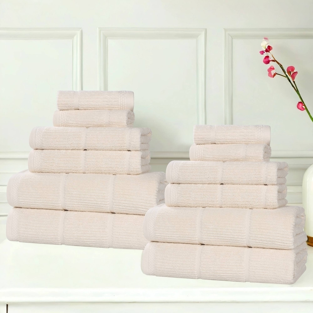 Superior Milo Smart Twist Cotton Viscose Blend 12-Piece Towel Set Ultra Soft, Highly Absorbent, Quick Dry Bath Towels
