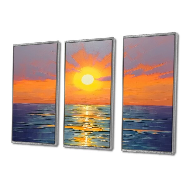 Ethereal Ocean Horizon Orange Sunset Serene Waves - Beach & Ocean