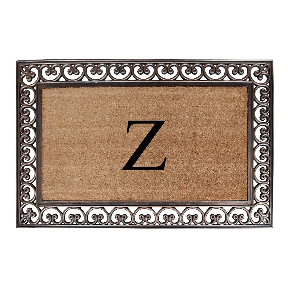 A1 Home Collections Rubber Coir Classic Paisley Border Monogrammed Welcome Entrance Doormat