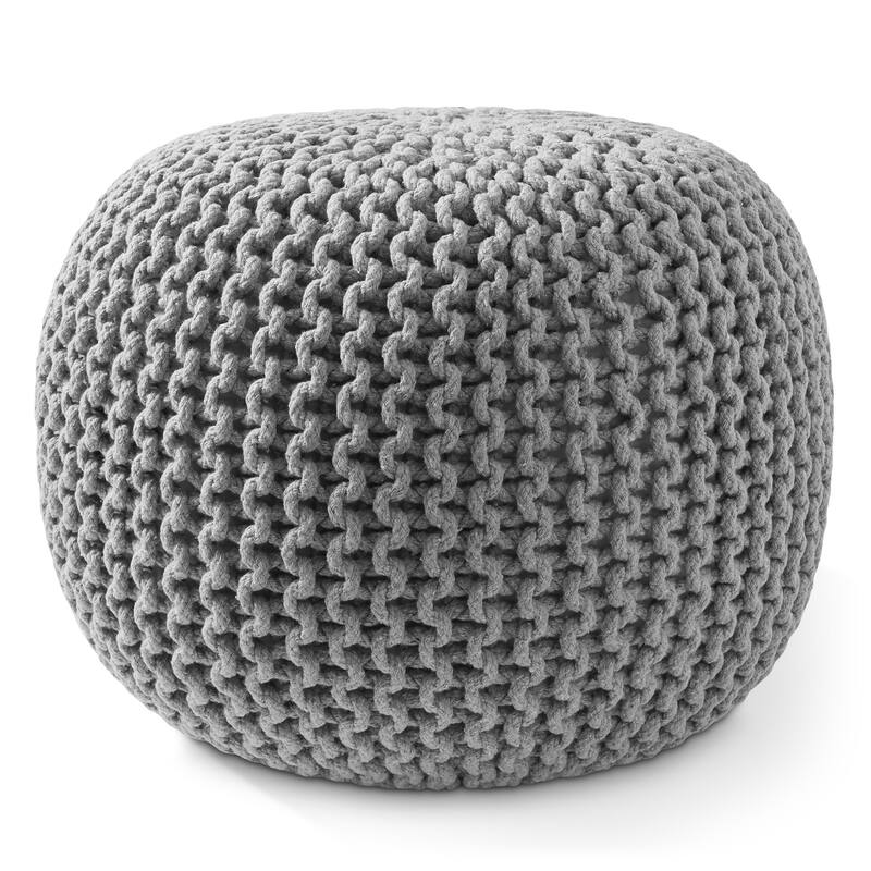 Cotton Pouf Ottomans Knit Foot Stool Pouffes for Living Room