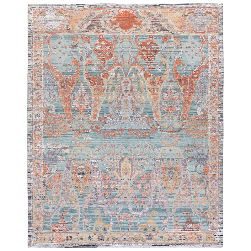SAFAVIEH Hand-Knotted Jewel of India Adamantia Wool Rug - 8' x 10' - Teal/Rust