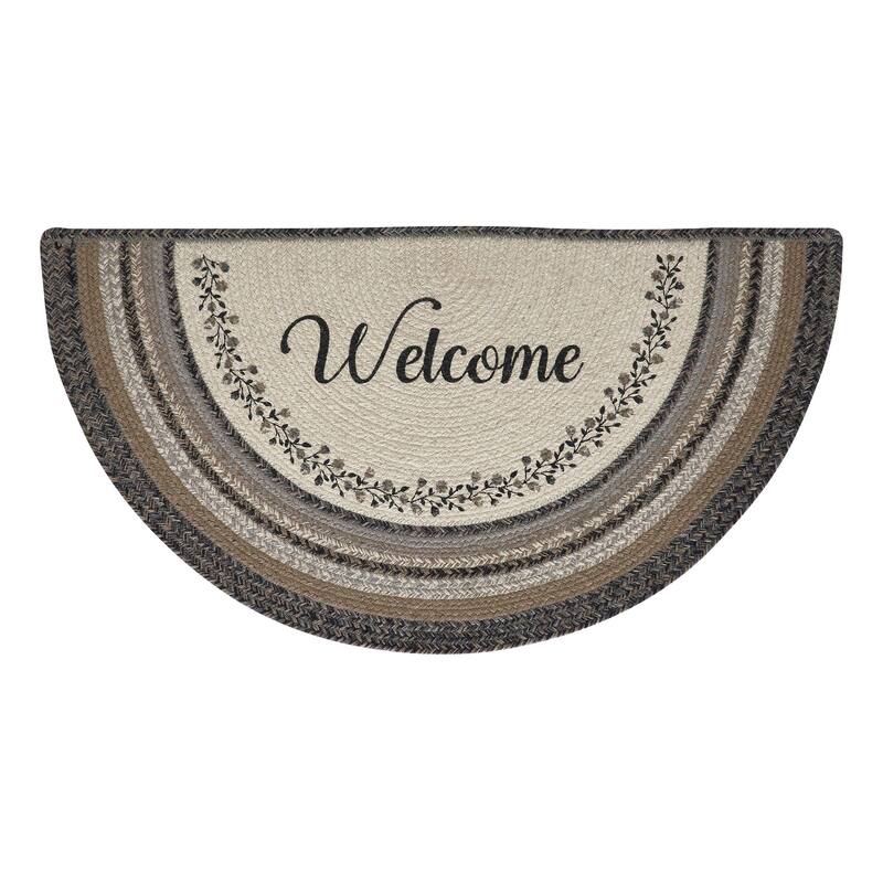 Floral Vine Jute Half Circle Welcome w/ Pad 19.5x36