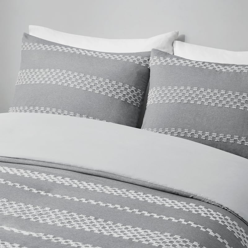 Madison Park Hendry 3 Piece Clipped Jacquard Duvet Cover Set (Insert Excluded)
