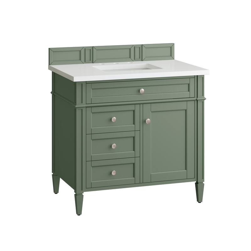James Martin Vanities 650-V36-3WZ Brittany 36" Single Basin Poplar - Smokey Celadon