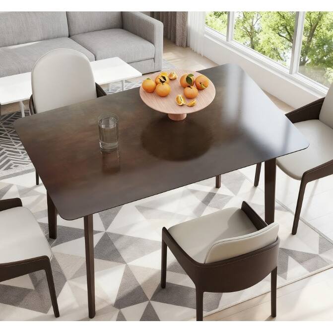 Modern Dining Table for 4, Kitchen Table Meeting Table with Wood Frame, Easy-Clean Office Table, Easy Assembly