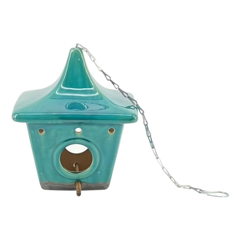 Ceramic 9-Inch Square Pagoda Birdhouse