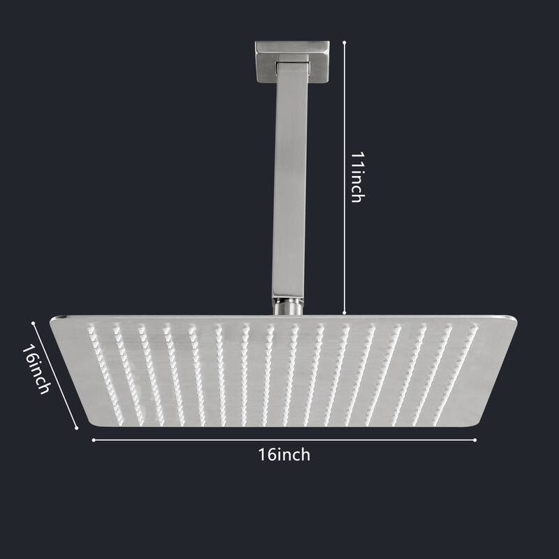 16" Square High Pressure Rain Shower Head,304 Stainless Steel Rain Shower Head