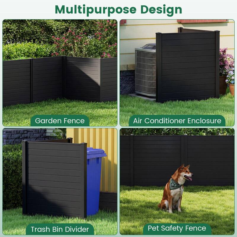 Costway Outdoor 48"L x 48"H PVC Privacy Fence Panels with Metal Ground - See Details