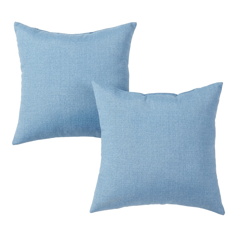 Solid Heathered Outdoor Square Throw Pillow (Set of 2) - Denim