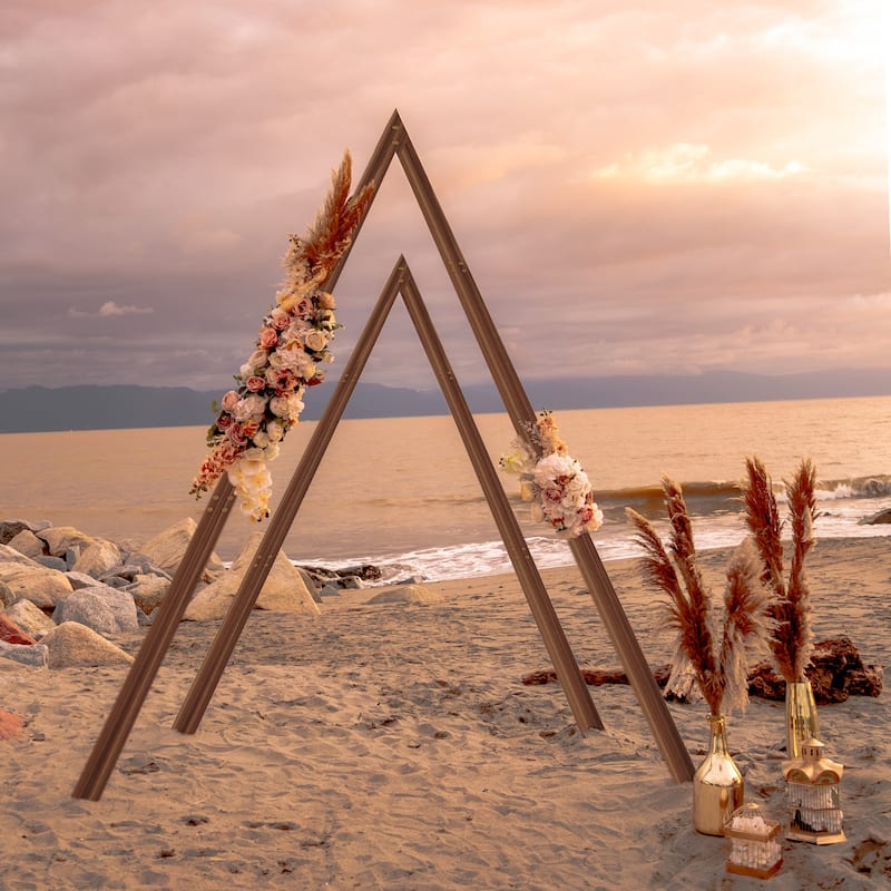 Set of 2 Wooden Wedding Arch Stand Heavy Duty Triangle Arbor Frame