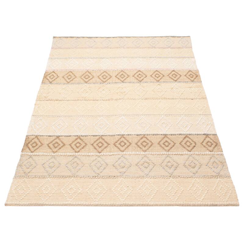 ECARPETGALLERY Braid weave Sienna Cream Wool Rug - 5'2 x 8'2