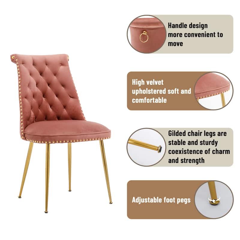 Clihome Modern Velvet Upholstered Featured Dining Chairs (Set of 2)