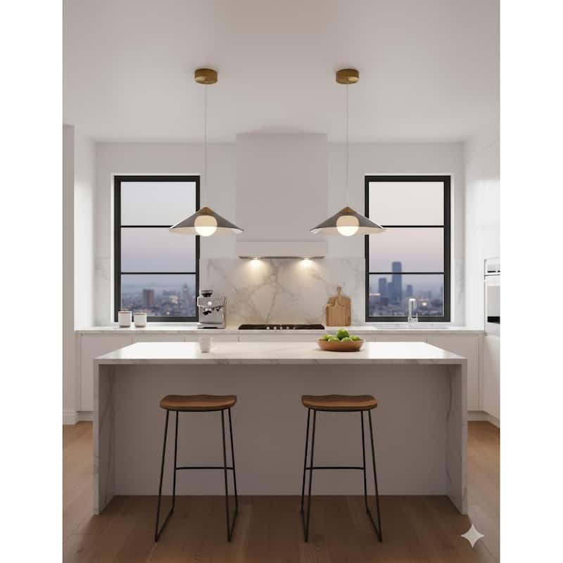 1-Light Antique Gold Single Pendant With A Smoke Acrylic Shade