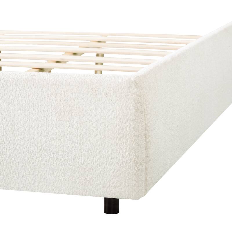 Christopher Knight Home - Boucle Upholstered Platform Bed with Curved Wide Headboard