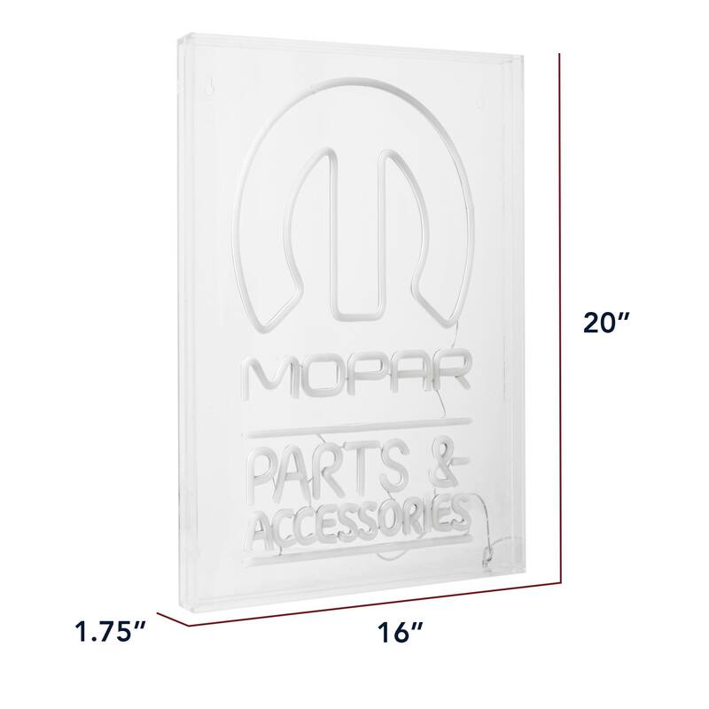 Licensed Mopar Parts & Accessories Acrylic LED Wall Decor Sign - 16" x 20" - 16" x 20"
