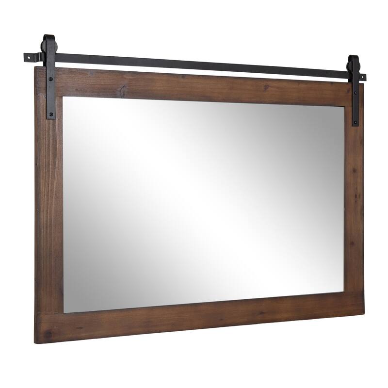 Kate and Laurel Cates Rustic Rectangular Wall Mirror - 38x27 - Walnut Brown