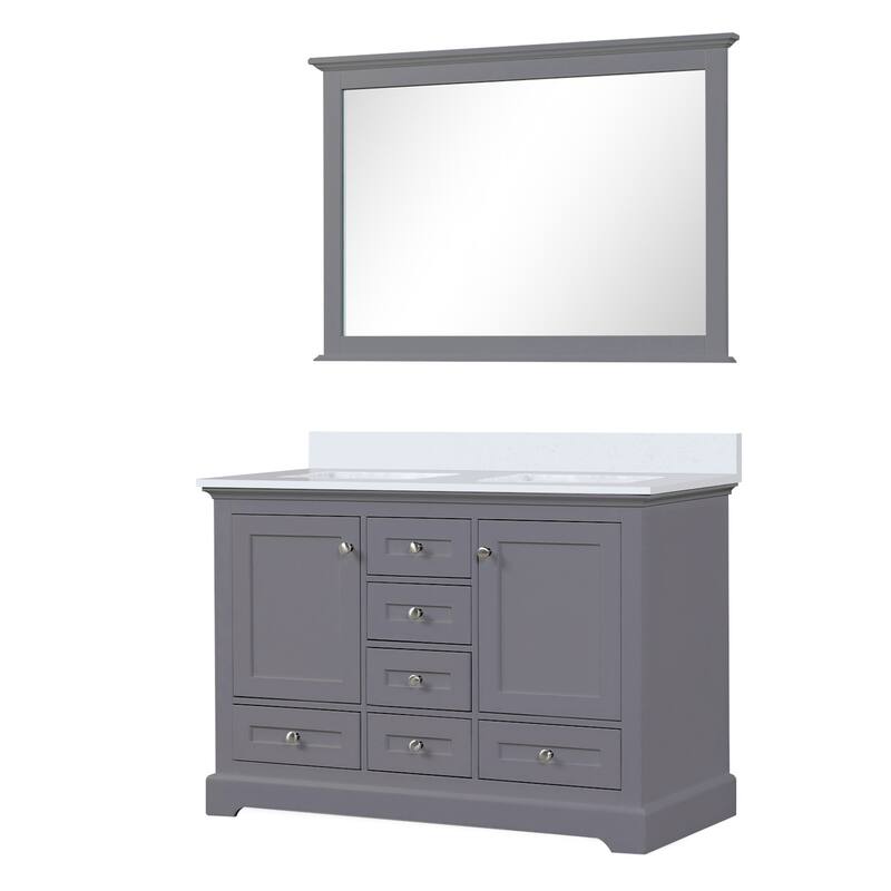 Dukes 48 in. W x 22 in. D Dark Grey Double Bath Vanity, White Quartz Top, and 46 in. Mirror