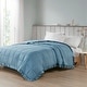 preview thumbnail 1 of 4, Madison Park Cambria Oversized Down Alternative Blanket with Satin Trim Full - Queen - Slate Blue