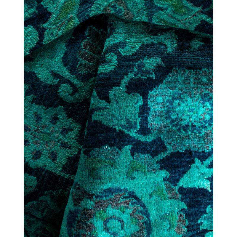 Overton Hand Knotted Wool Vintage Inspired Modern Contemporary Overdyed Navy Area Rug - 4' 2" x 6' 1"