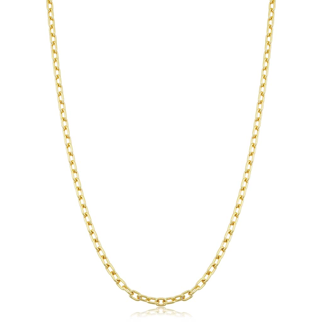 Solid 14k Yellow Gold Filled 3 mm Parallel Cable Link Chain Necklace for Men and Women