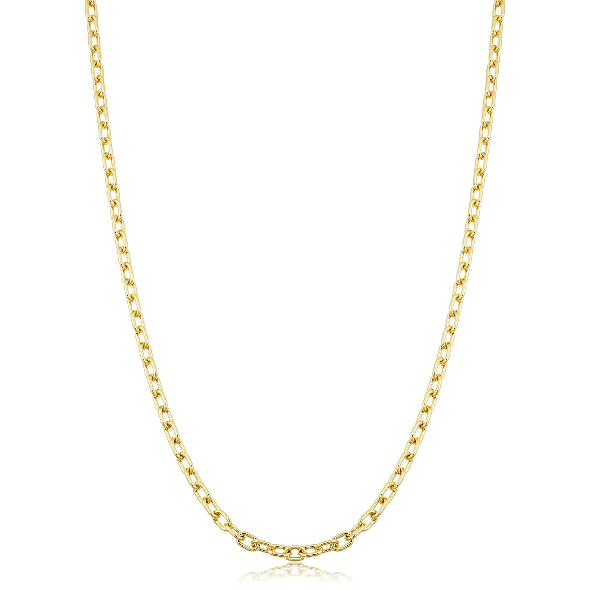 Au Naturale Solid 14k Yellow Gold Filled 3 mm Parallel Cable Link Chain Necklace for Men and Women