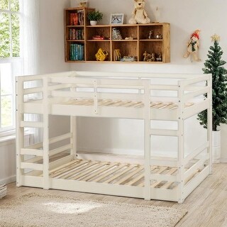 Stackable Twin Bunk Bed, Solid Wood with Integrated Ladders