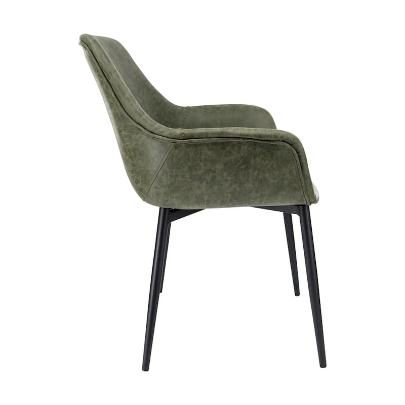 Markley Leather Dining Chair with Iron Legs Set of 4 Modern Accent Armchair
