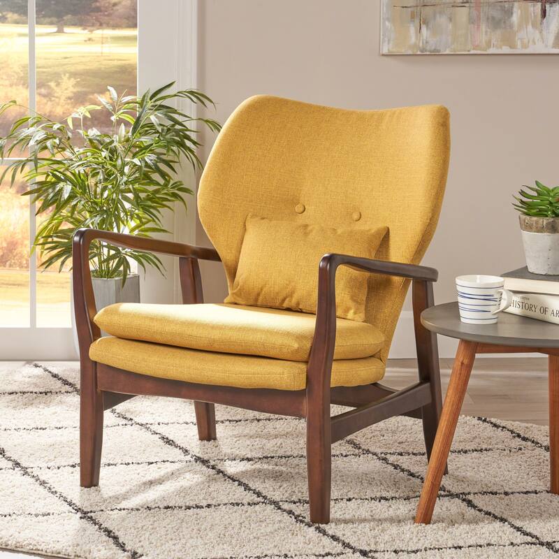 Modern 26.25" Upholstered Button Tufted Club Chair with Wood Legs for Living Room