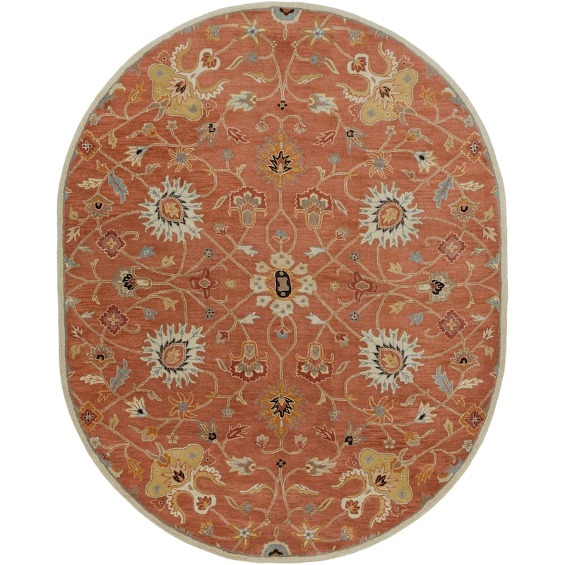 Livabliss Traditional Caesar Floral & Botanical Area Rug - 8' x 10' Oval - Rust