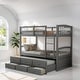 preview thumbnail 2 of 7, Wooden Twin over Twin Bunk Bed with Trundle and Drawers, Grey