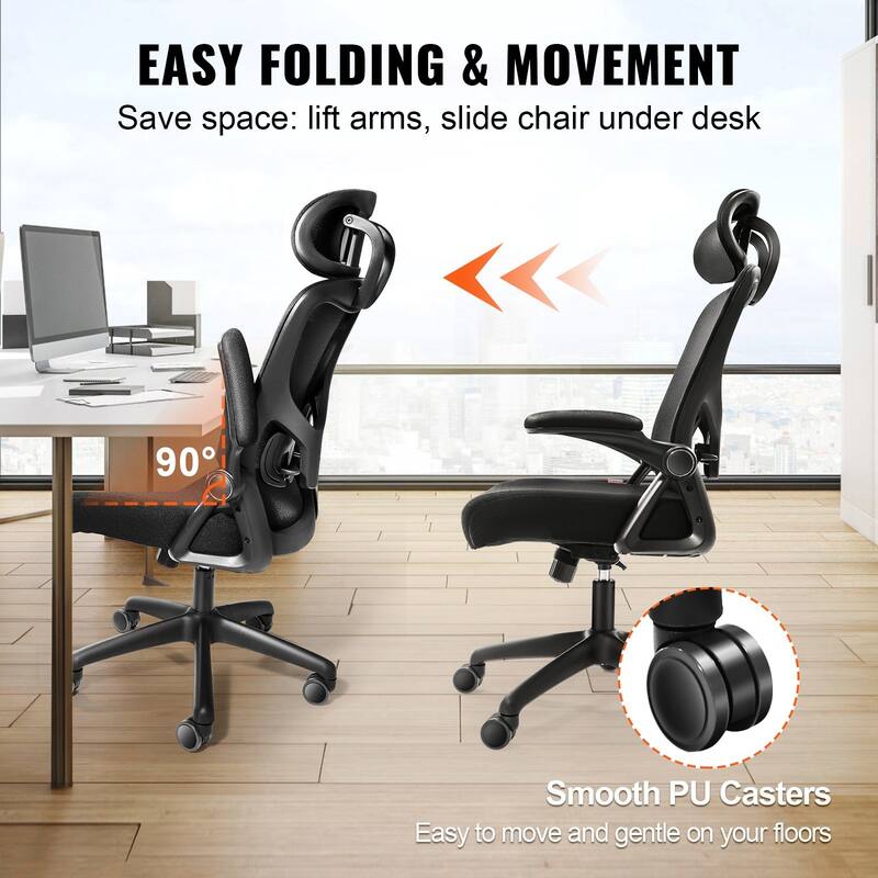 Ergonomic Office Chair High Back Office Chair with Lumbar Support Adjustable Headrest and 2D Armrests, for Home, Office