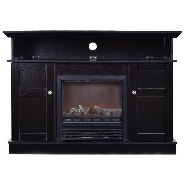 Shop Gymax Fireplace Tv Stand Wood Storage Media Tv Console Living