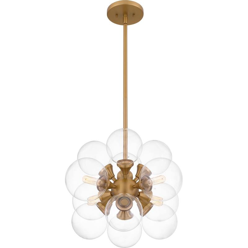 Brushed Weathered Brass Four Light Pendant from the Glinda Collection