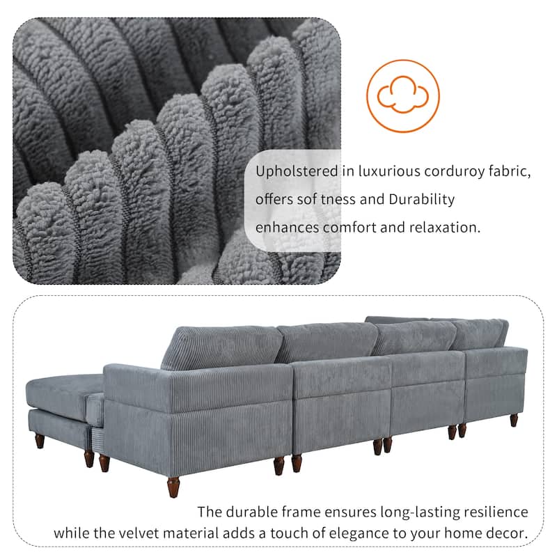 97.2" L-Shaped Modular Sectional Sofa with Ottoman (6-Seater)