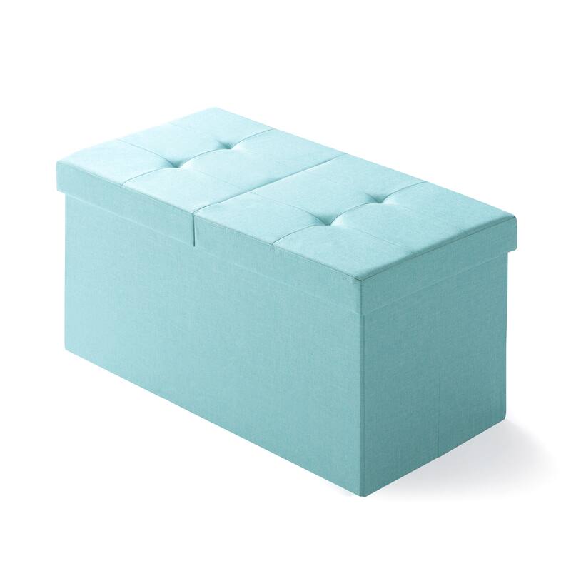 30 Inch Smart Lift Top Button Tufted Fabric Storage Ottoman by Crown Comfort