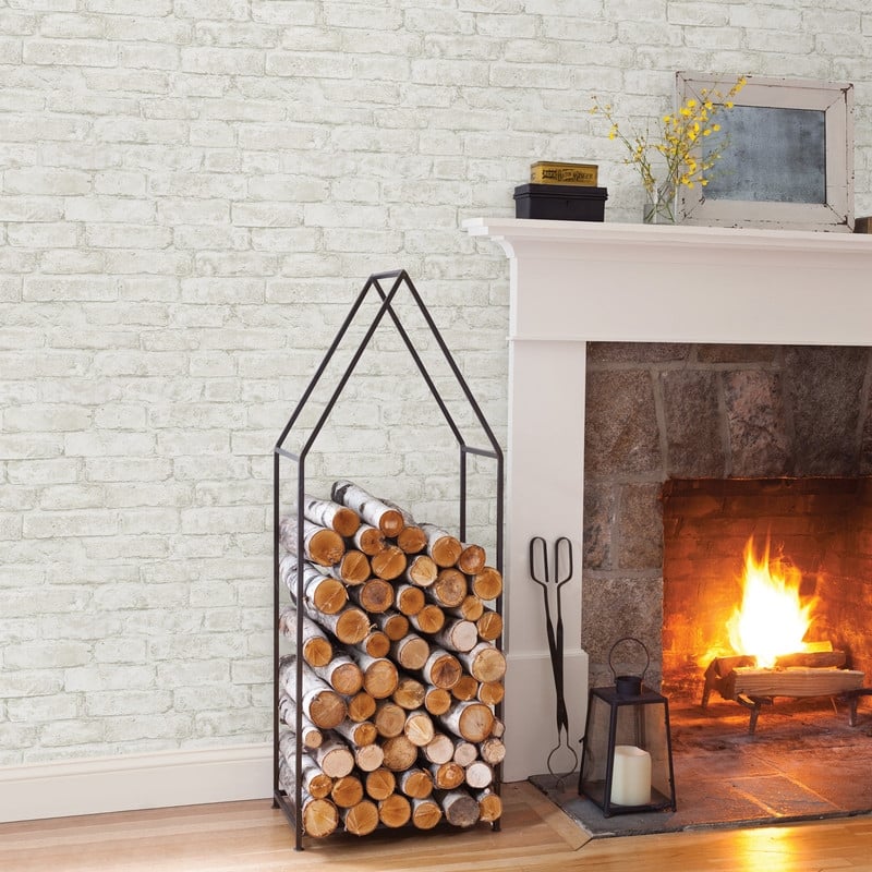 Chesapeake Arlington Off-White Brick Wallpaper - 20.5in x 396in x 0.025in