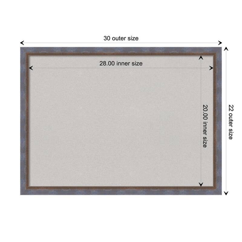 Two Tone Wood Framed Grey Corkboard Bulletin Board - Two Tone Blue Copper - Board Size 28x20