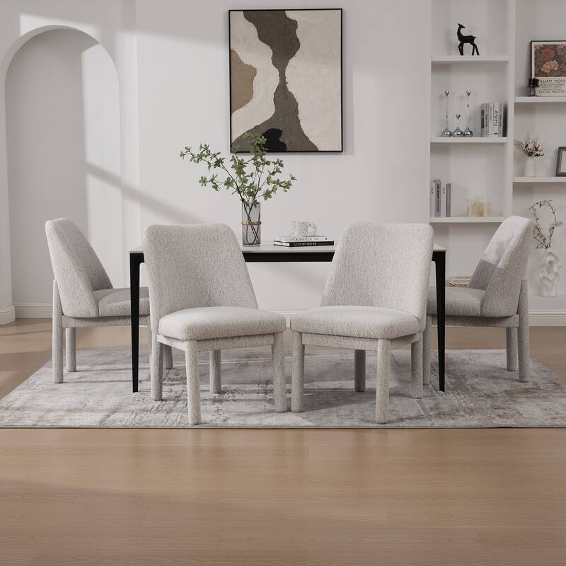 Upholstered Dining Chairs Set, Modern Dining Room Chairs Chenille Side Chairs with Curved Backrest, Armless Living Room Chair