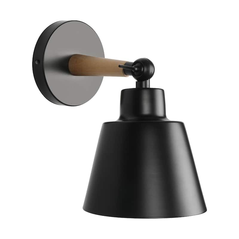 Adjustable Vintage Wall Sconces Bedside Bedroom Wall Light Fixtures - Lampshade Dia 5.1" - Black