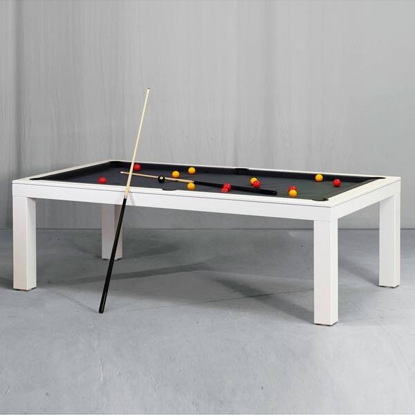 White Billiards Alpha Modern Slate Dining Top Pool Table - Bed Bath ...