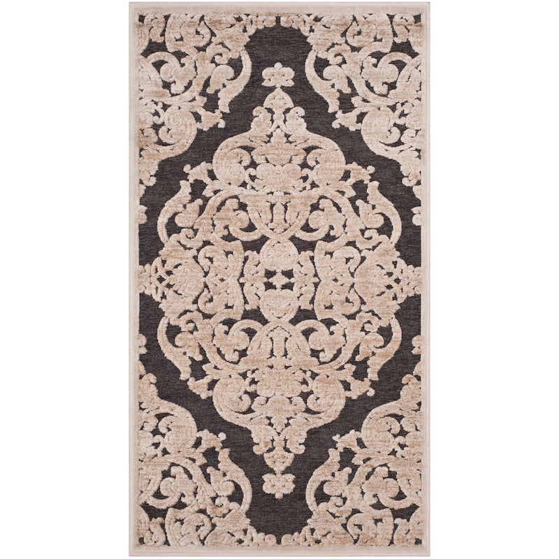 SAFAVIEH Paradise Fannye Watercolor Modern Viscose Rug - 2'4" x 3'11" - Stone/Anthracite