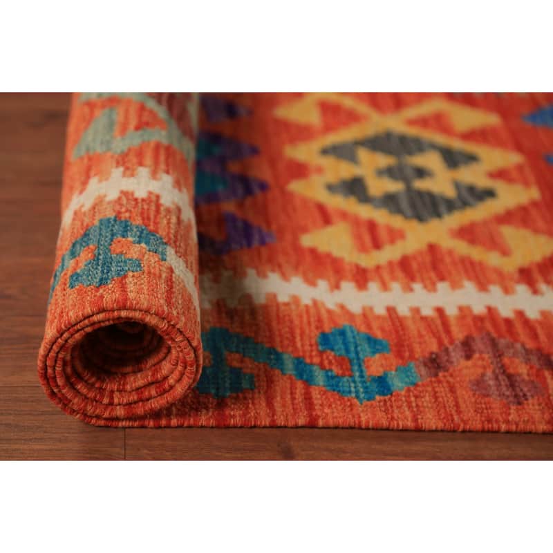 All-Over Kilim Oriental Area Rug Flatweave Wool Carpet - 8'4"x 11'7"