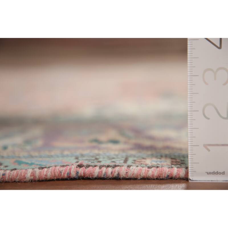 Hand Knotted Oriental 100% Wool Carpet Traditional Floral Pink Tabriz Area Rug - 9' 6'' X 6' 8''