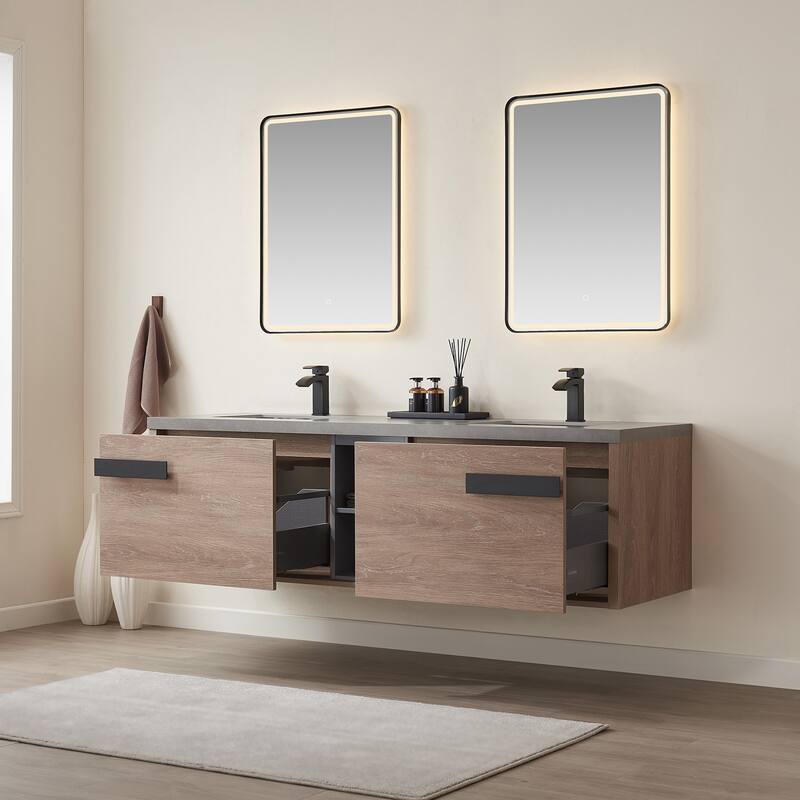 Miseno MV703272 Carcastillo 72" Wall Mounted Double Basin Vanity Set