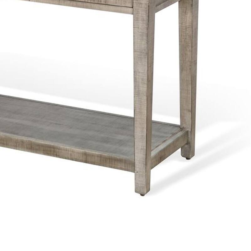 Camie Sofa Console Table, 48 Inch, 3 Drawers, Gray Solid Mahogany