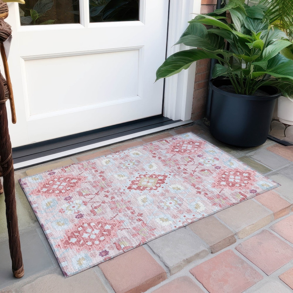Machine Washable Indoor/ Outdoor Boho Traditional Chantille Rug