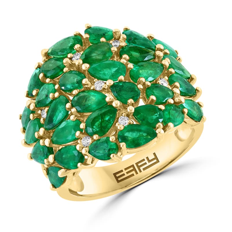 EFFY 14K Gold Diamond Natural Emerald Ring