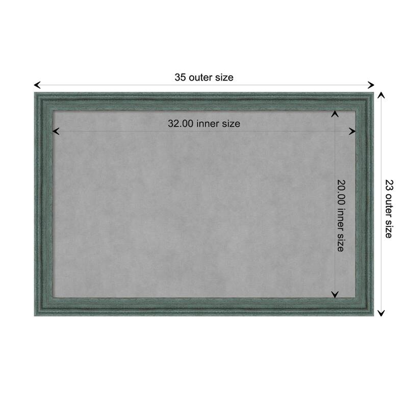 Amanti Art Upcycled Teal Grey Framed Magnetic Board - Board Size 32x20