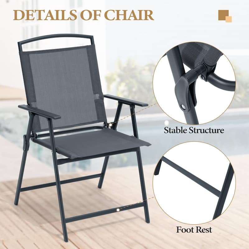 Set of 4 Patio Folding Chairs 4-Pack Dining Chairs
